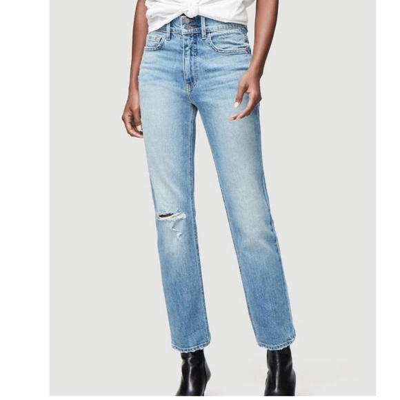 FRAME Jeans Le Sylvie Slender Straight Leg Distressed Aretha High Rise Size 29 - Picture 1 of 12